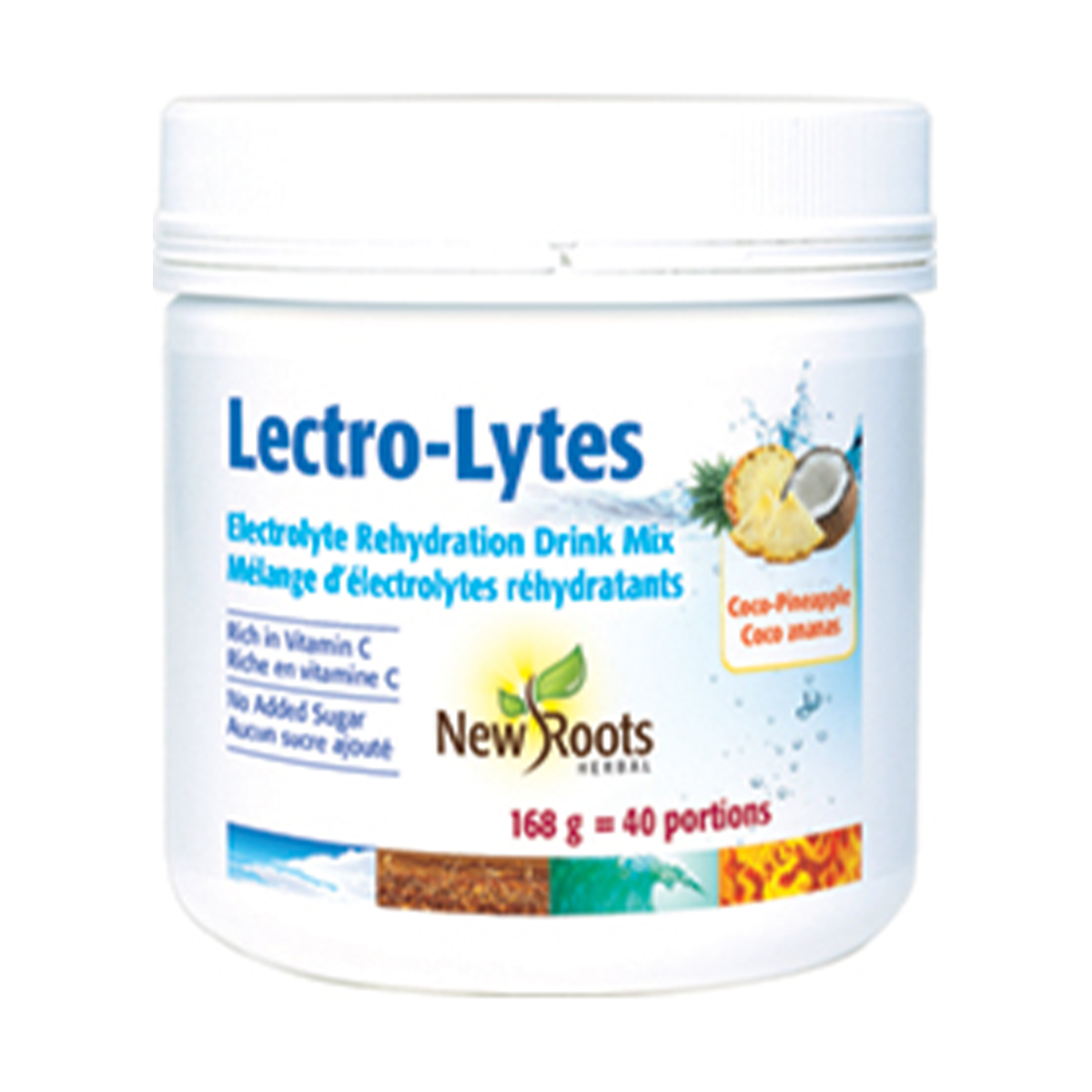 New Roots Lectro-lytes Electrolyte Rehydration Drink Mix Coco-Pineapple 168g