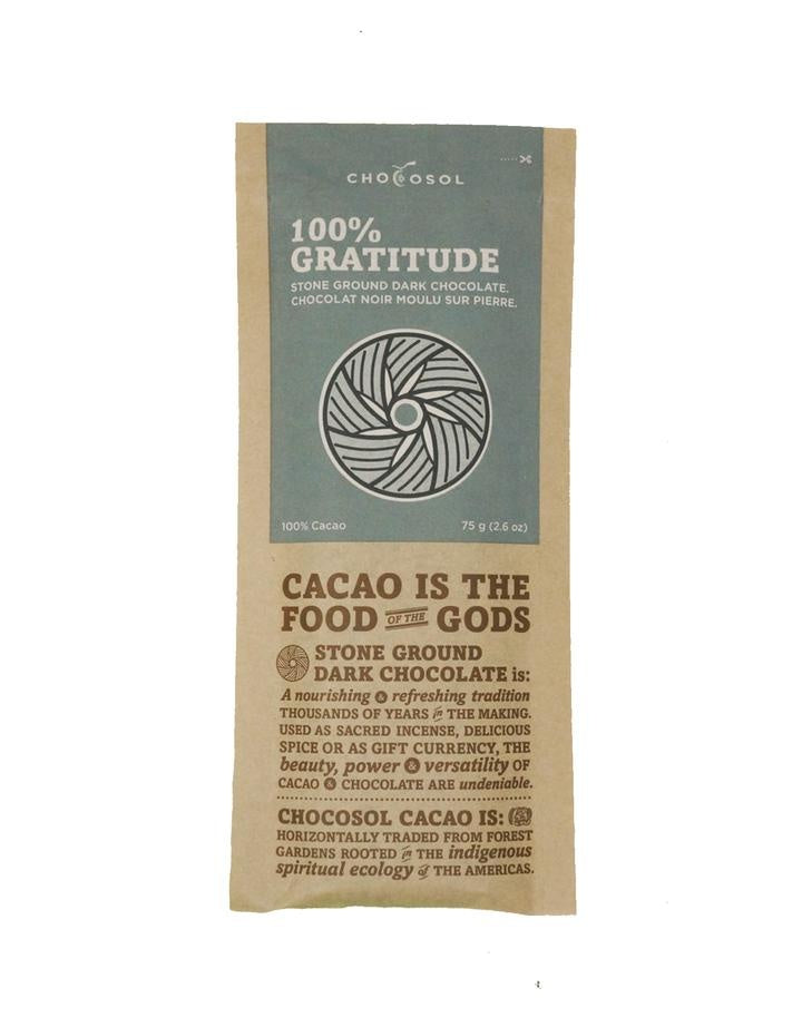 100% Gratitude - Stone Ground Dark Chocolate 75g