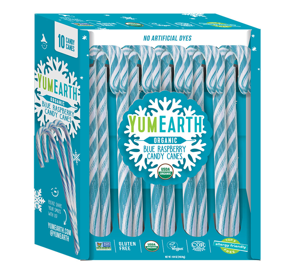 Yum Earth Organic Blue Raspberry Candy Canes- 10 count