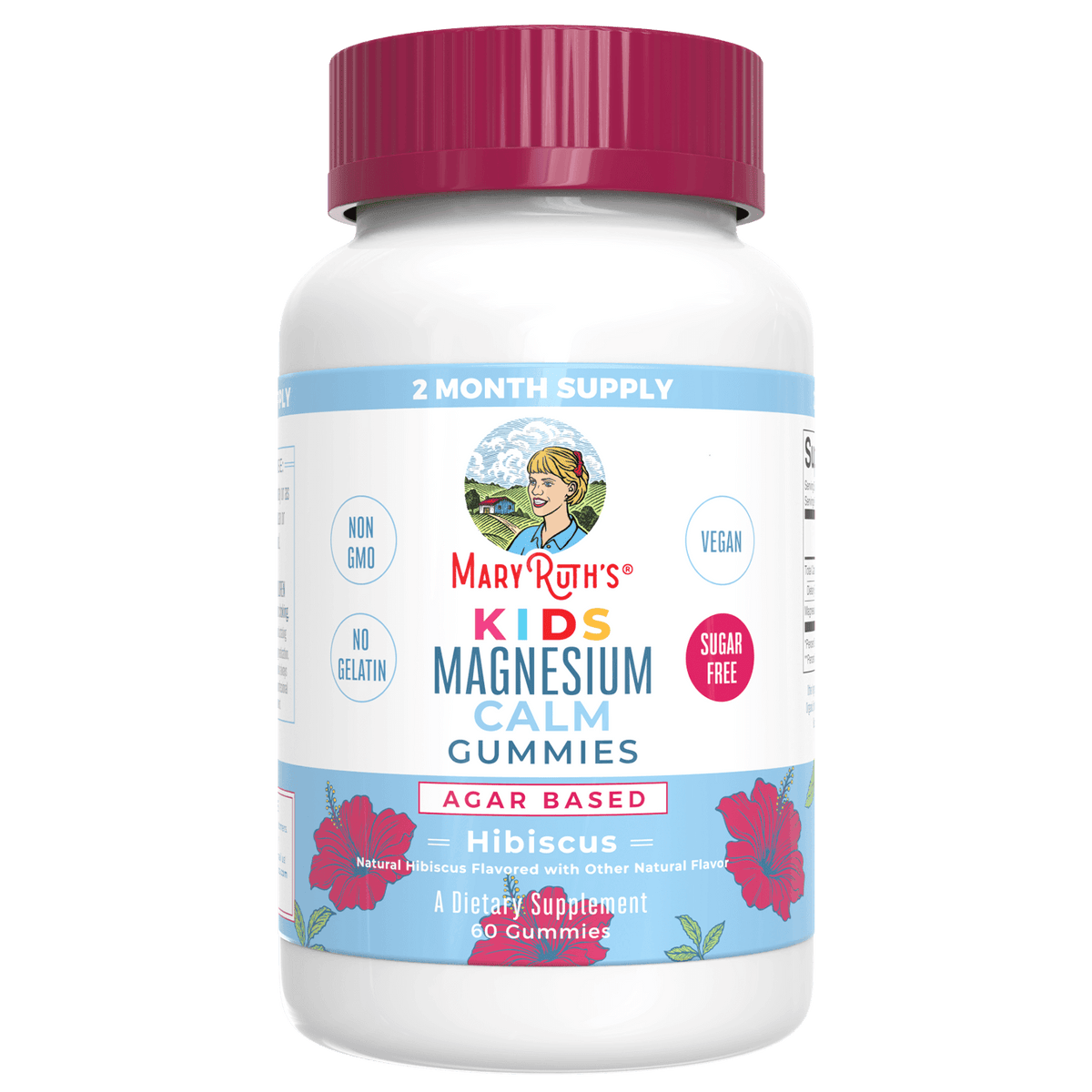 Mary Ruth's Kids Magnesium Calm Gummies Hibiscus- 60 gummies