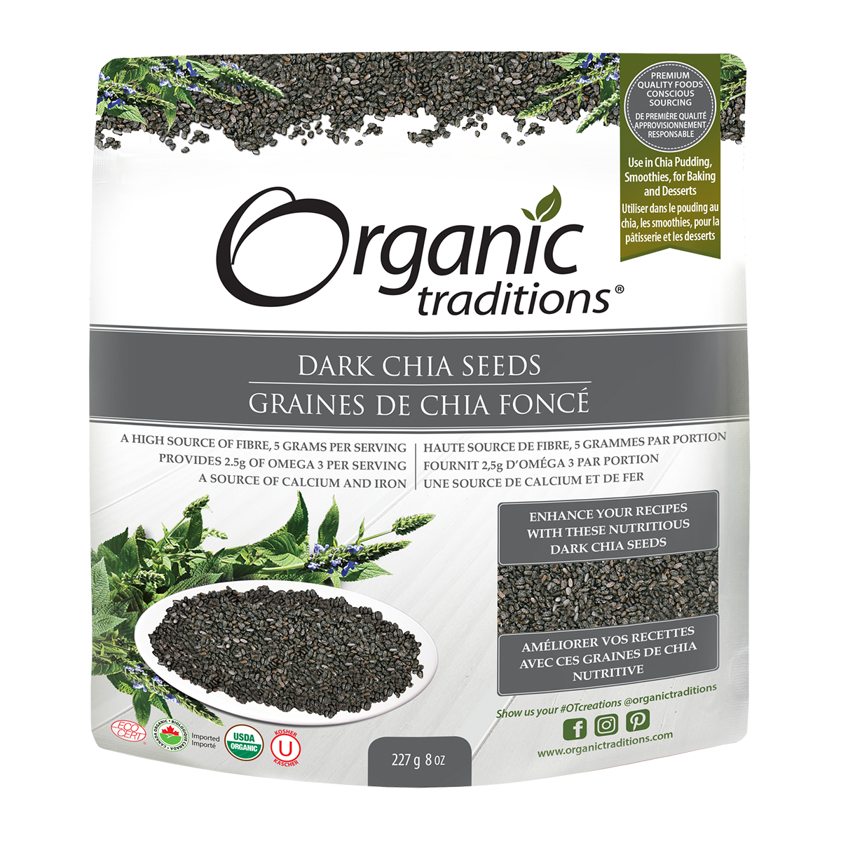 Organic Traditions Dark Chia Seeds 227g