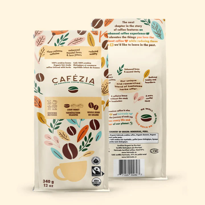 Cafezia Whole Bean Light Roast Coffee/Herb Mix - 340g