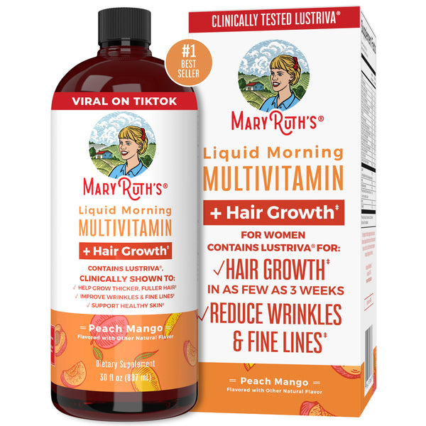 Mary Ruth's Liquid Morning Multivitamin + Hair Growth Peach Mango 887ml