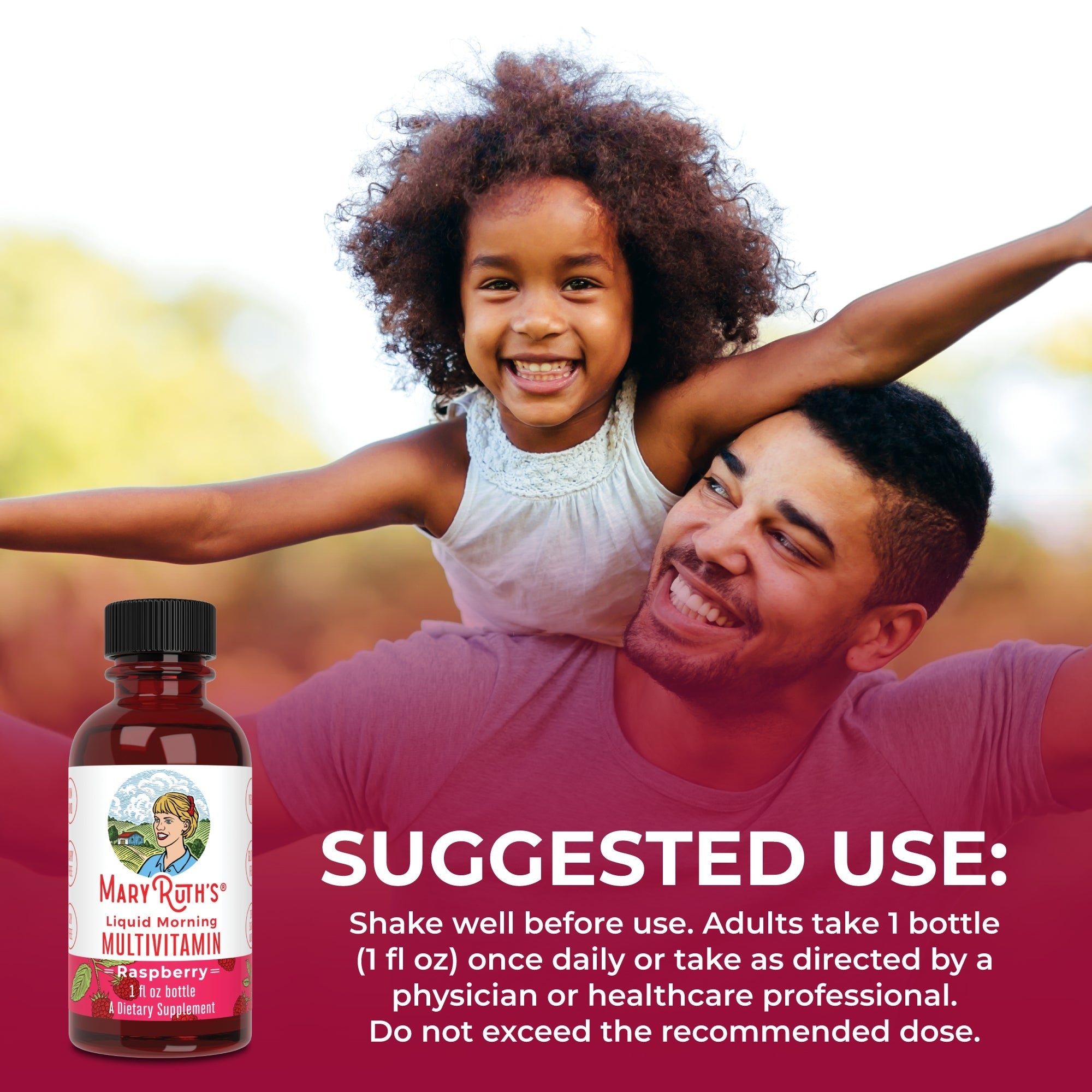 MaryRuth's Liquid Morning Multivitamin - Raspberry - Travel box of 16