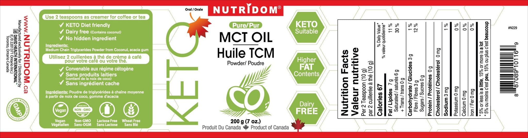 Nutridom MCT Oil Powder 200g