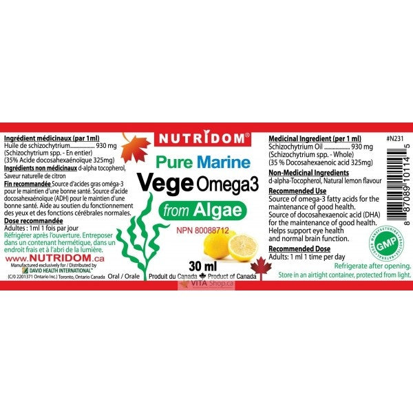 Nutridom Pure Marine Vegetarian Omega 3 30ml