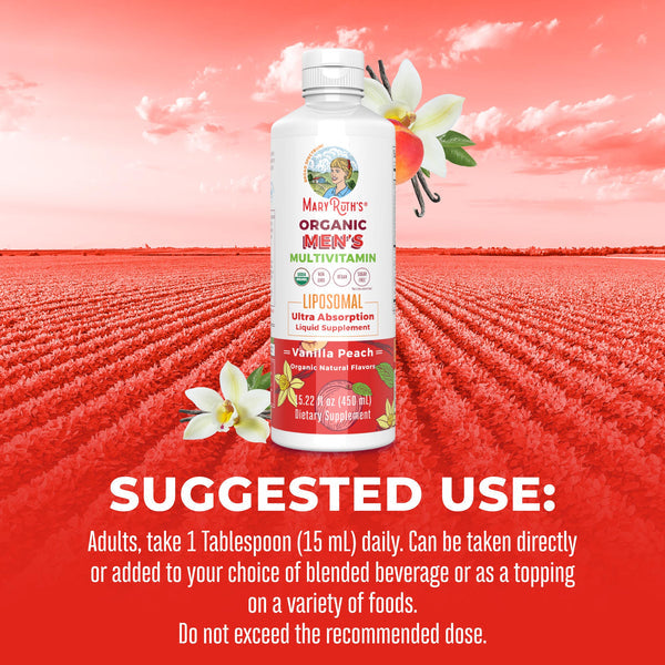 Mary Ruth's Organic Men's Multivitamin Liposomal Vanilla Peach 450ml