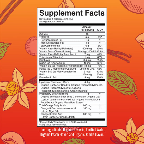 Mary Ruth's Organic Men's Multivitamin Liposomal Vanilla Peach 450ml