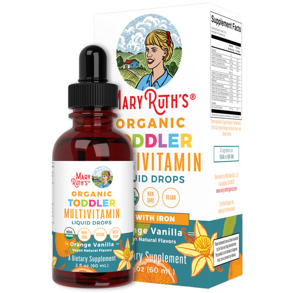 Mary Ruth's Organic Toddler Multivitamin Liquid Drops with Iron Orange Vanilla 60ml