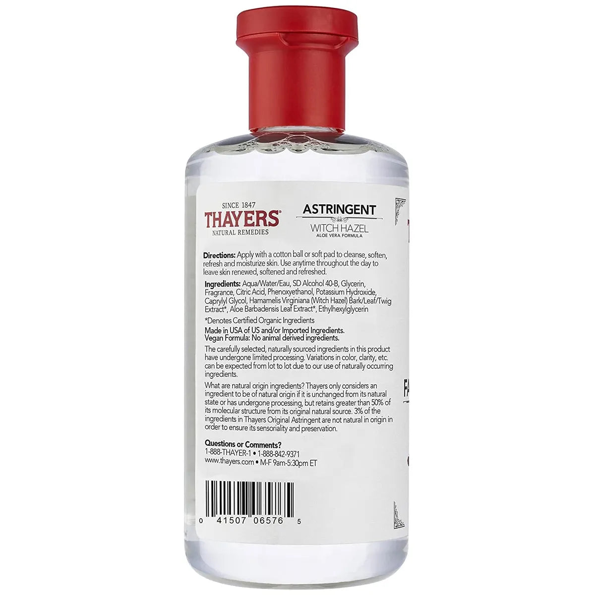 Thayers Witch Hazel Astringent Aloe Vera Formula Original 355 ml