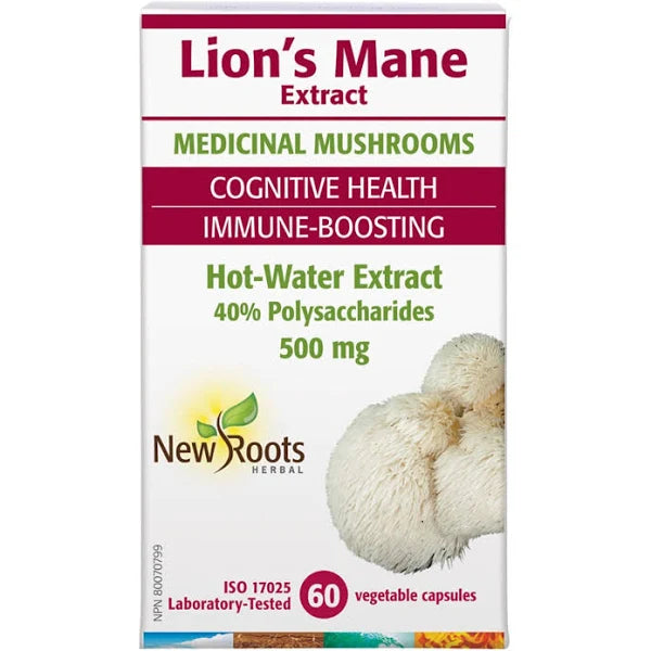 New Roots Lion&#39;s Mane Hot Water Extraction 500mg 60 caps