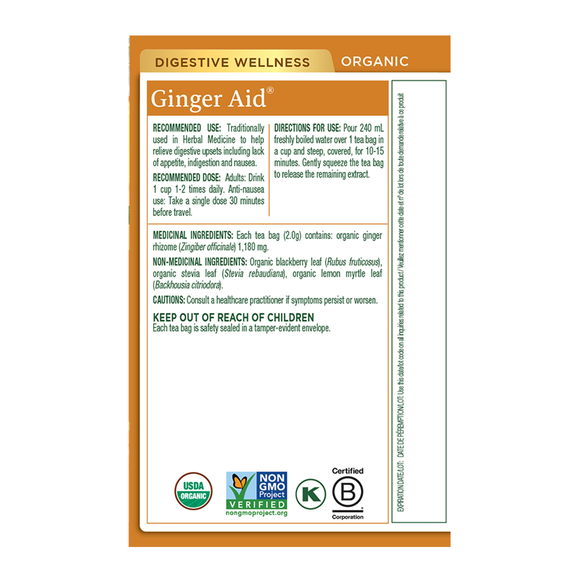 Traditional Medicinals Ginger Aid Tea