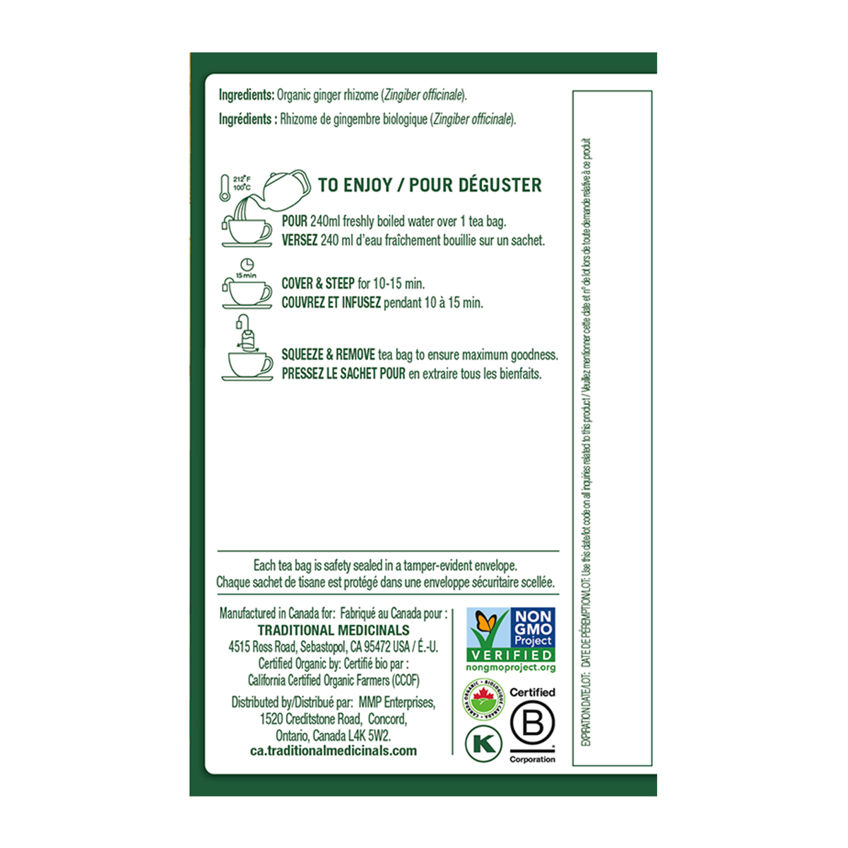 Organic  Ginger 16 Tea Bags