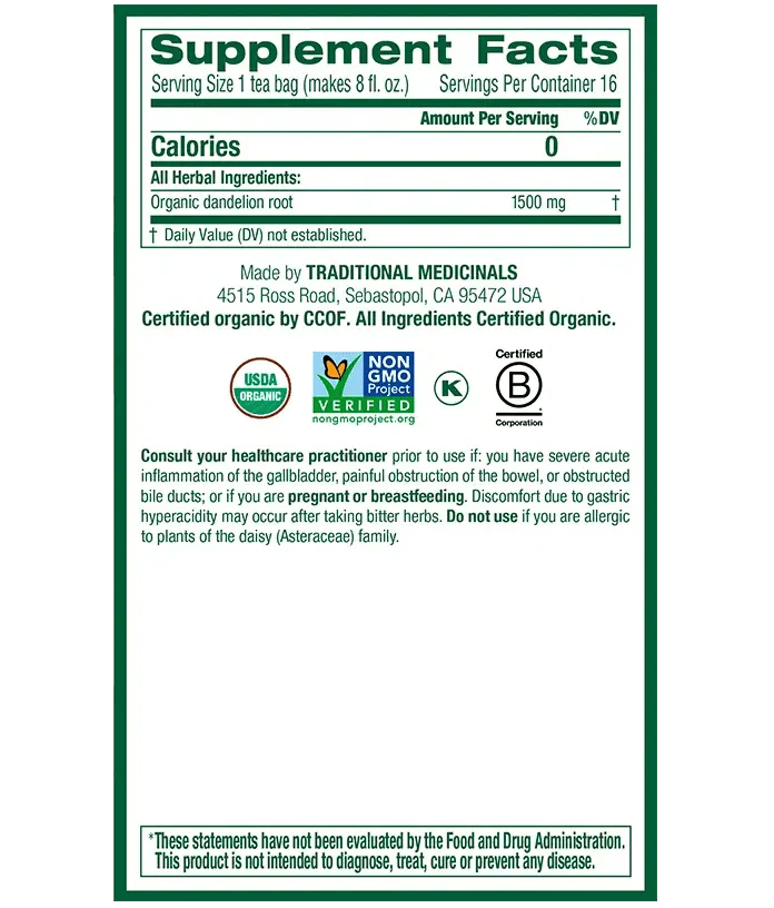 Roasted Dandelion Root 16 Tea Bags