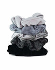 Velvet Scrunchies - Black and Gray - 5 pack