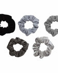 Velvet Scrunchies - Black and Gray - 5 pack