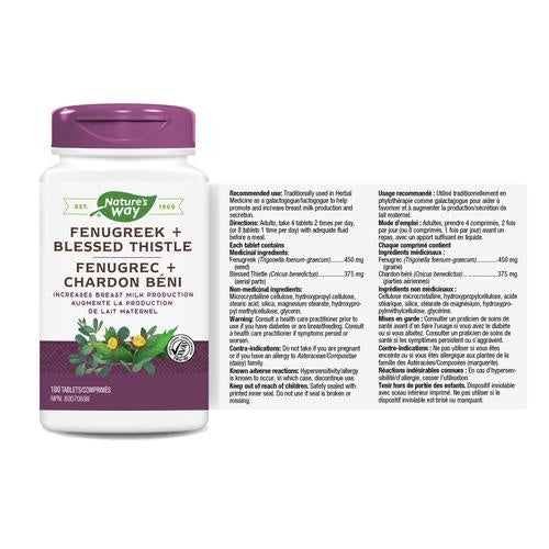Fenugreek + Blessed Thistle 180 tabs Wellness Market