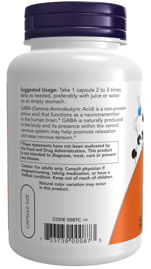 NOW Gaba 500mg with Vitamin B-6 200 vcap