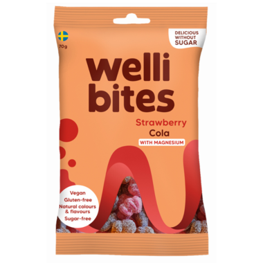 Welli Bites Sugar Free Candy- Sour Strawberry Cola 70g