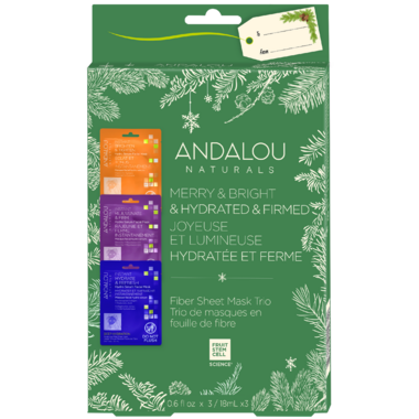 Andalou Naturals Merry & Bright Fiber Sheet Mask Trio Kit