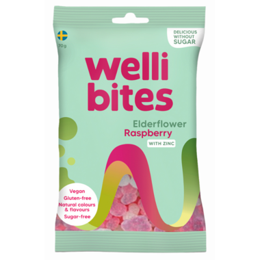Welli Bites Sugar Free Candy- Sour Elderflower & Raspberry 70g