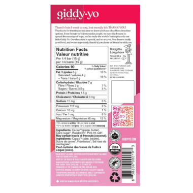 Giddy-yo 76% Raspberry Dark Chocolate 60g
