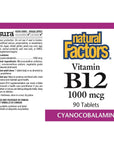 Natural Factors B12 Cyanocobalamin 1000mcg 90tabs