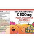 Natural Factors Vitamin C 500mg - Peach Passionfruit Mango 90 Chewables