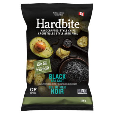 Hardbite Potato Chips- Black Sea Salt 128g
