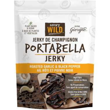 Portabella Mushroom Jerky - Roasted Garlic and Black Pepper 57g