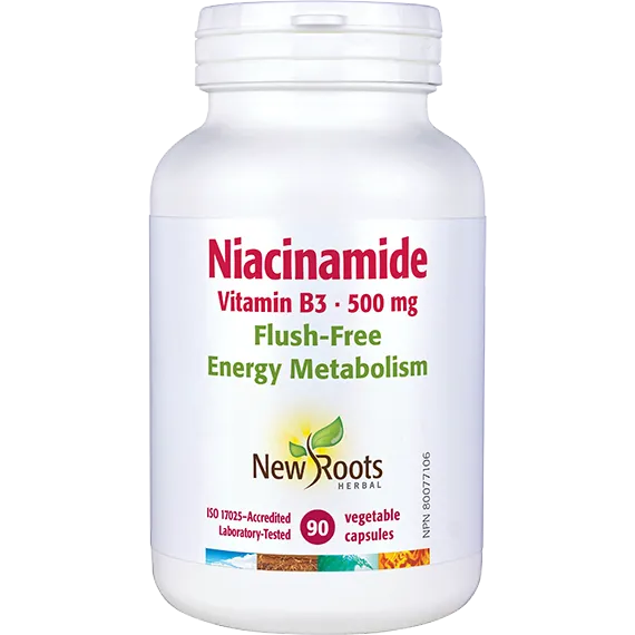 New Roots Niacinamide Vitamin B3 500mg- Flush Free 90 vcap