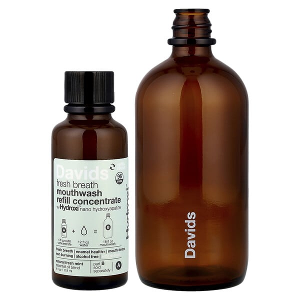 Davids Fresh Breath Mouthwash Alcohol Free Refill Kit
