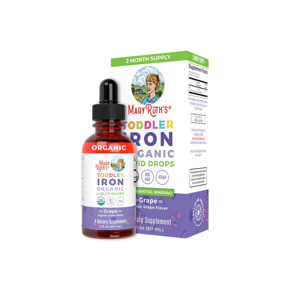 Mary Ruth's Toddler Iron Organic Liquid Drops Grape 60ml