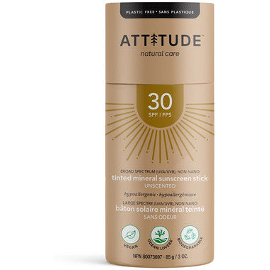 Attitude Tinted Mineral Sunscreen Stick Unscented SPF 30 85g