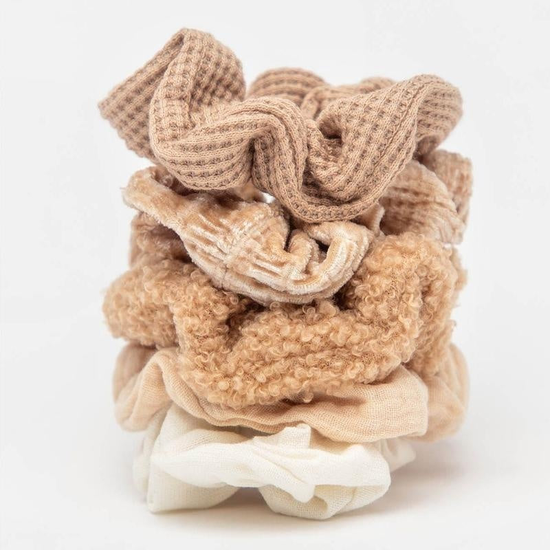 Assorted Textured Scrunchies - 5 pack