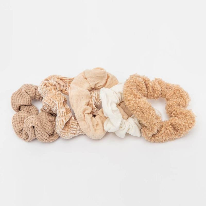 Assorted Textured Scrunchies - 5 pack
