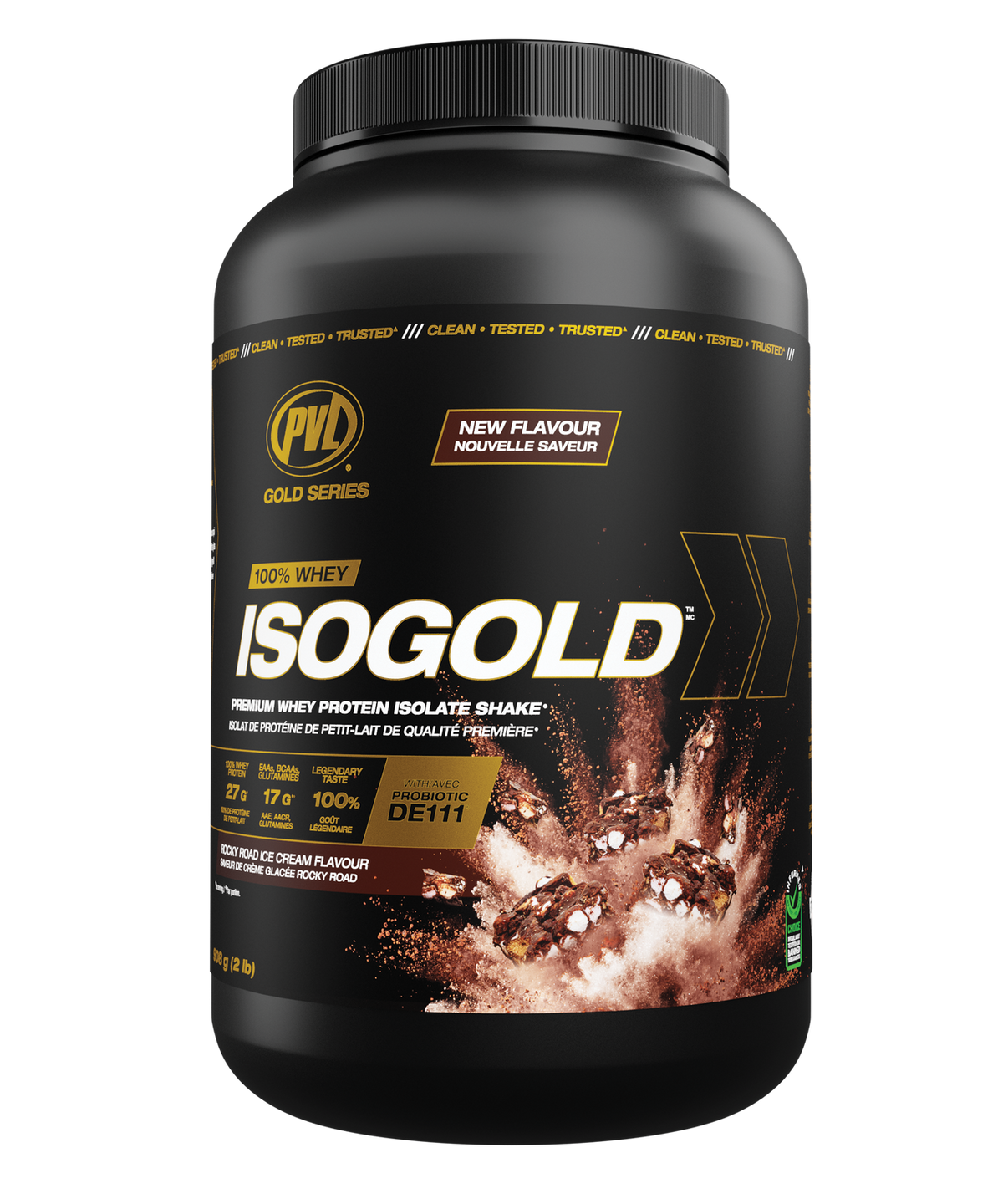 PVL ISOGOLD Premium Whey Protein Isolate Shake- Rocky Road Ice Cream 2lb