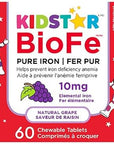 KidStar BioFe Pure Iron 10mg Grape - 60 Chewable tablets