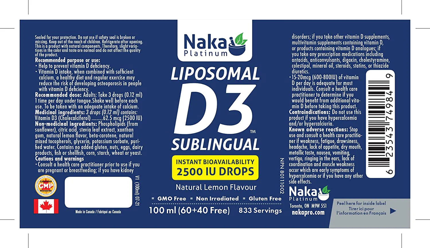 Naka Liposomal D3 2000 IU Drops 100ml