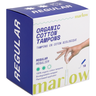 marlow Organic Cotton Tampons- Regular 18 Count