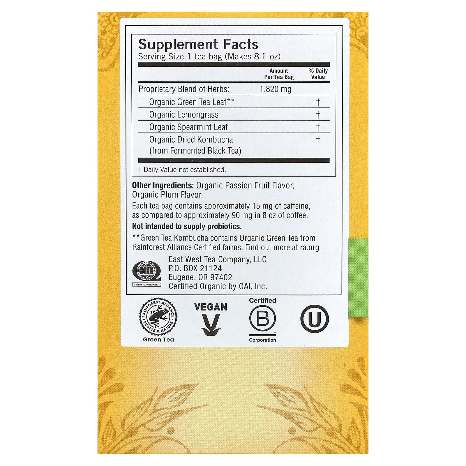 Yogi Green Tea Kombucha 16 Tea Bags
