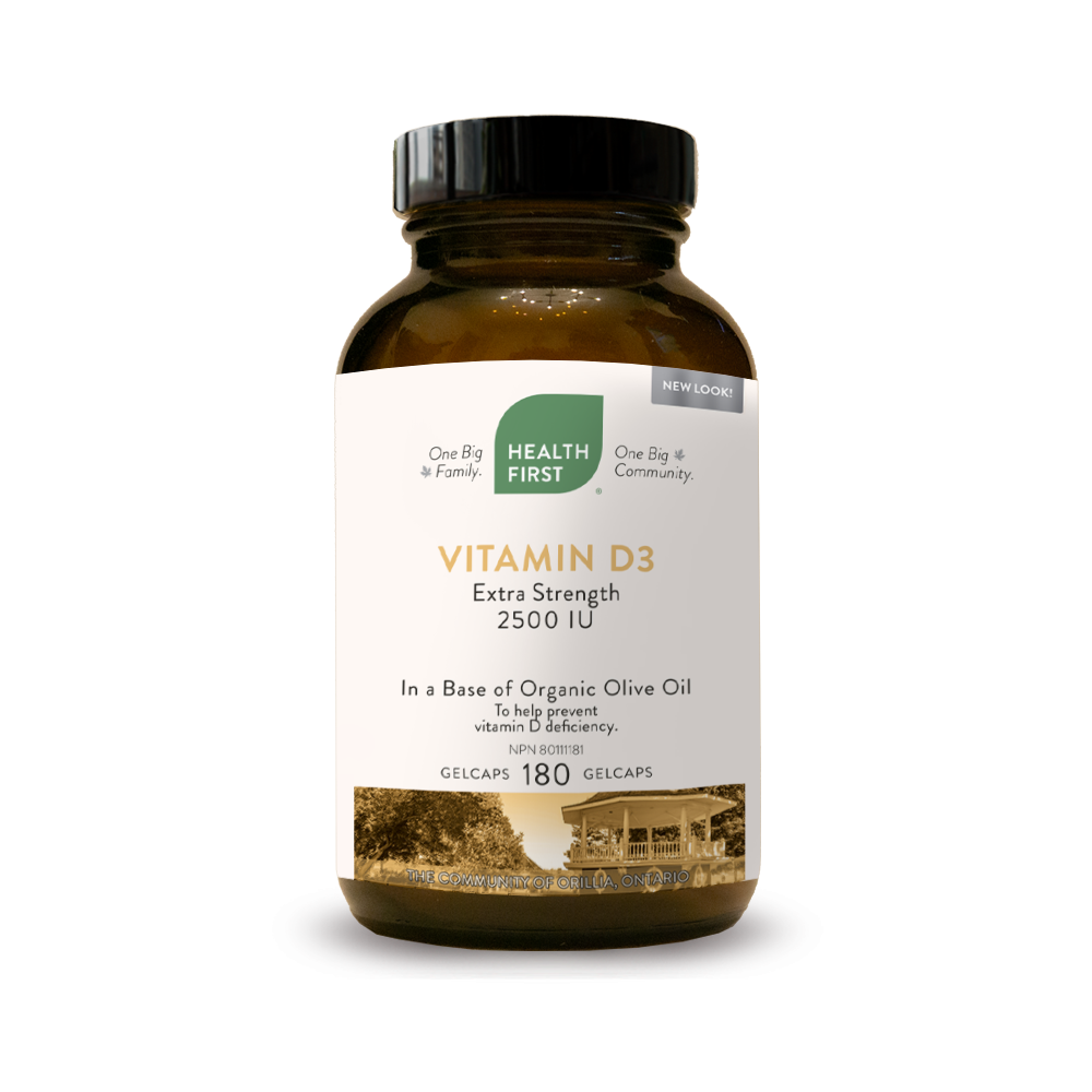 Health First Vitamin D3 Extra Strength 2500 IU 180 gelcaps