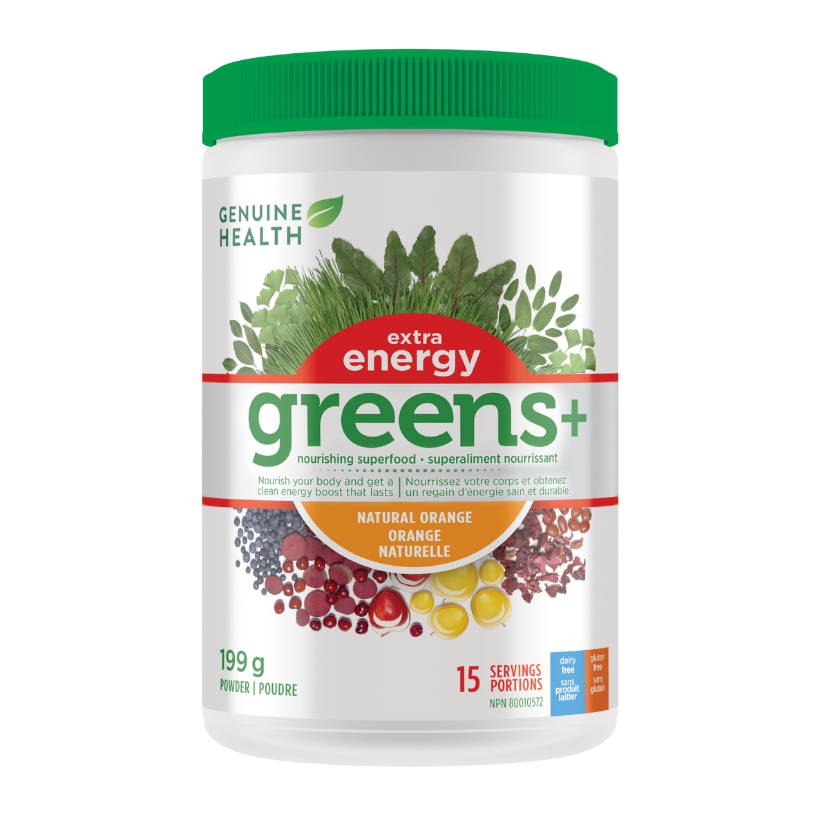 Genuine Health Greens Plus Extra Energy Natural Orange 199g