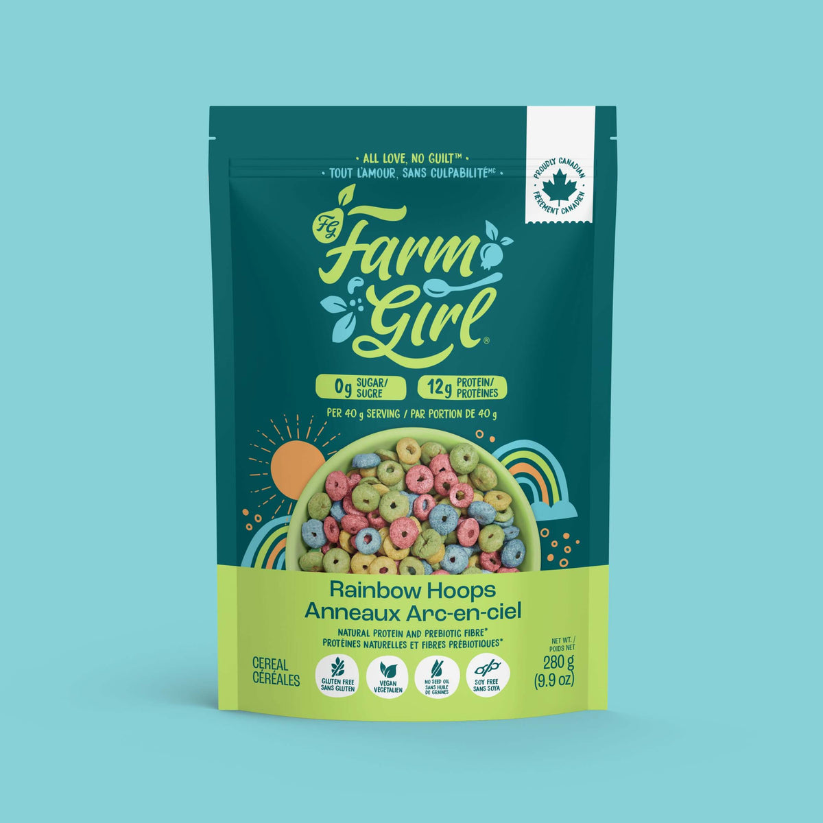 Farm Girl Protein Cereal- Rainbow Hoops 280g