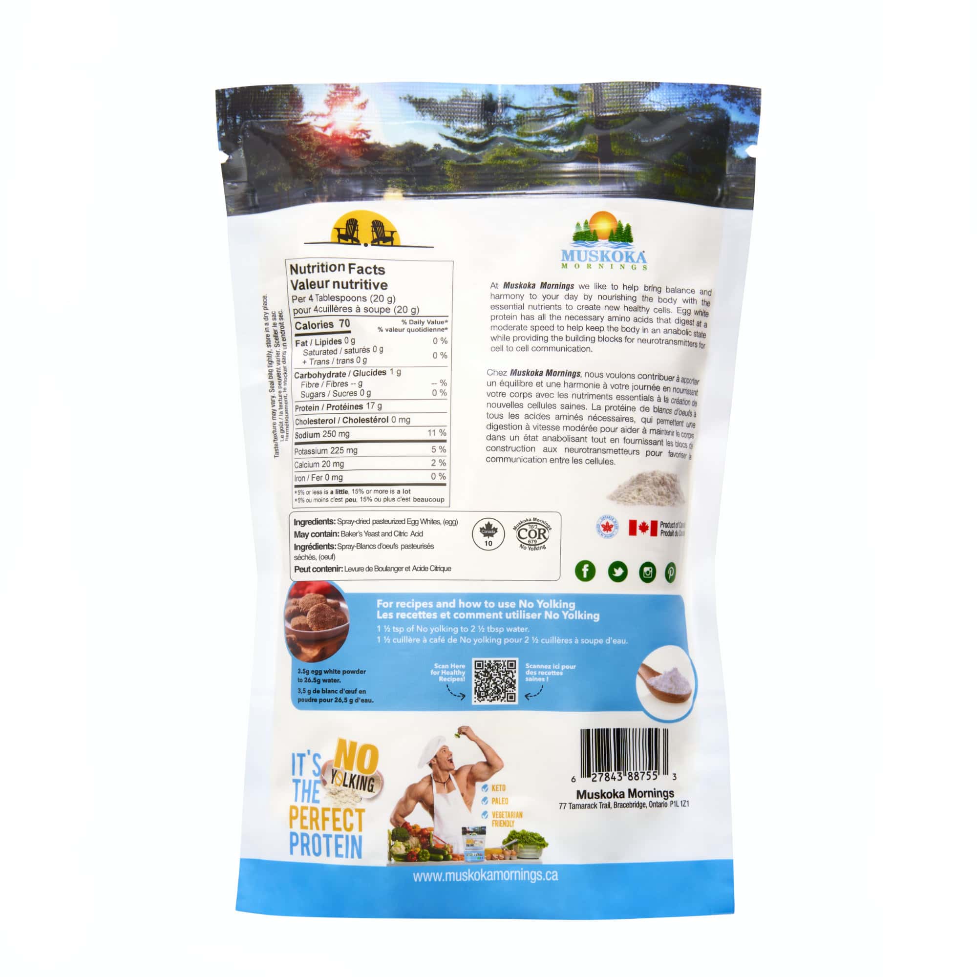 Muskoka Mornings No Yolking 100% Egg White Protein Powder 500g