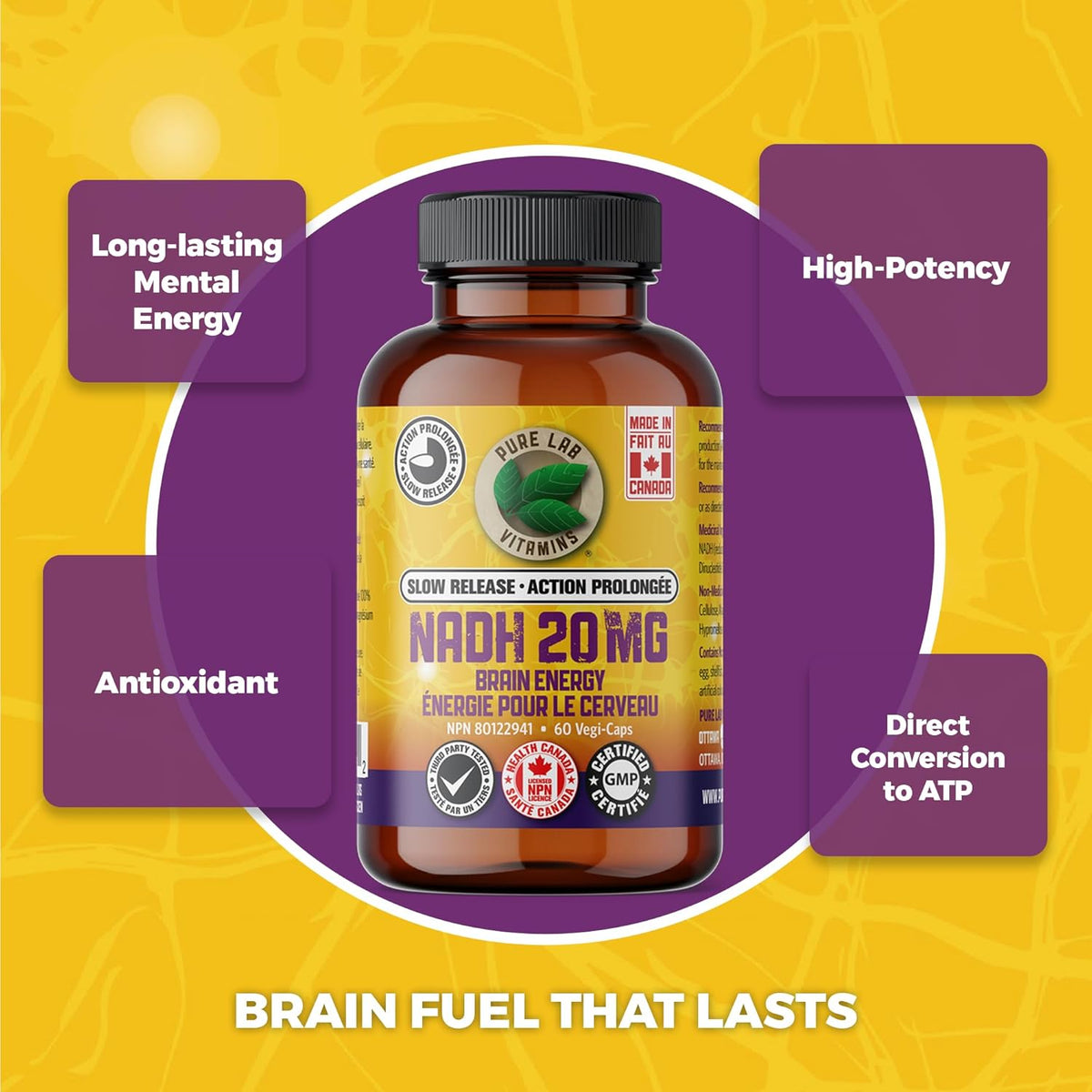 Pure Lab Vitamins Slow Release NADH 20mg 30 vcap