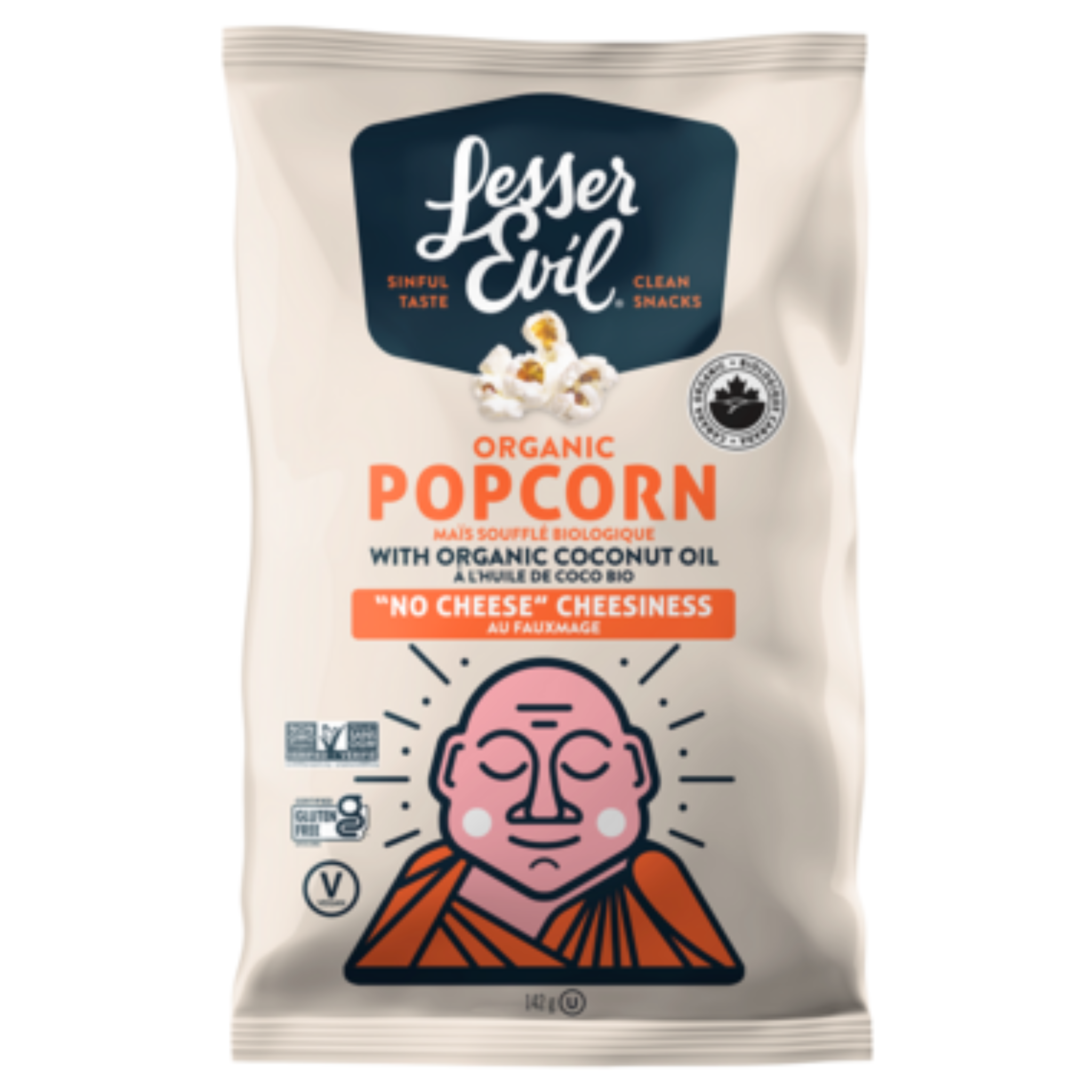 Lesser Evil Popcorn &quot;No Cheese&quot; Cheesiness with Coconut Oil 142g