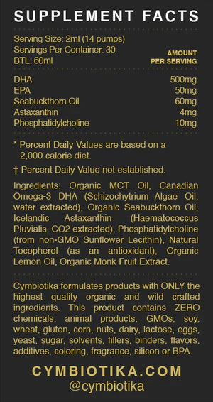 Cymbiotika The Omega DHA+EPA Astaxanthin Lemon Flavour 60ml