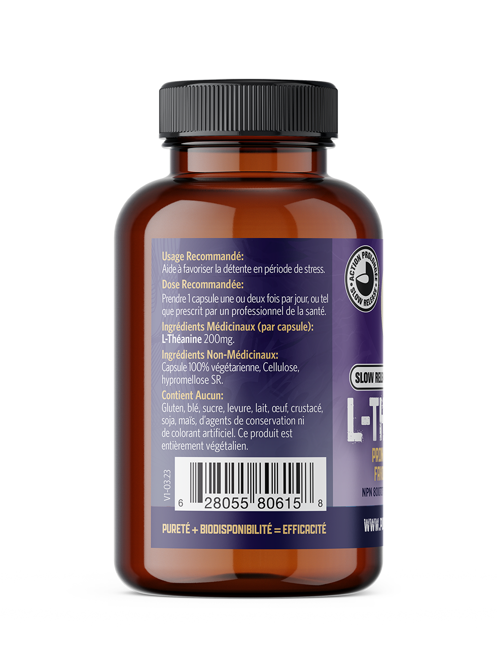 Pure Lab Vitamins Slow Release L-Theanine 200mg 60vcap