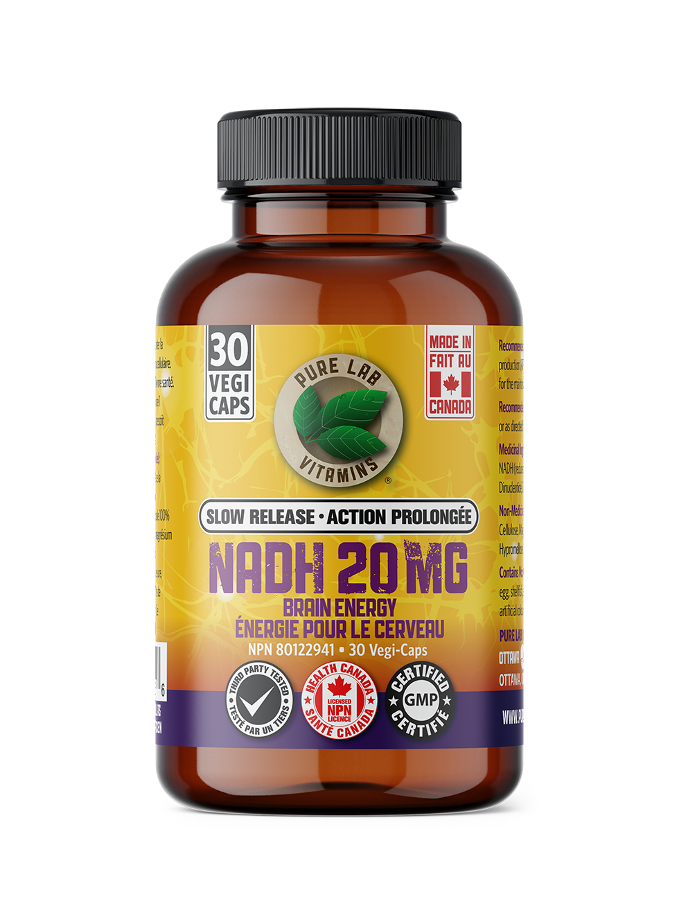 Pure Lab Vitamins Slow Release NADH 20mg 30 vcap
